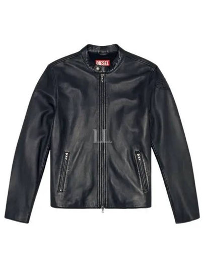 L Carver Embossed Logo Leather Biker Jacket Black - DIESEL - BALAAN 2