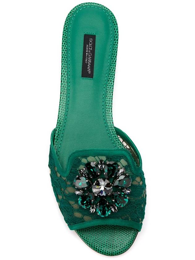 Women's Crystal Lace Slippers Green - DOLCE&GABBANA - BALAAN 5