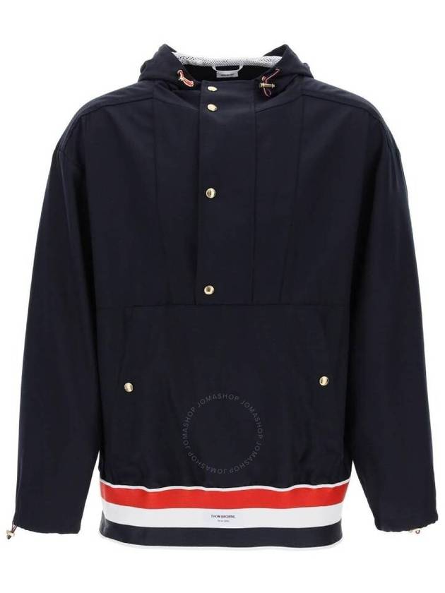 Striped Lightweight Wool Anorak Navy - THOM BROWNE - BALAAN 2