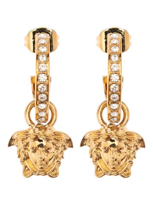 Women Medusa Crystal Drop Earrings Gold - VERSACE - BALAAN 1