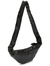 Croissant Small Linen Canvas Cross Bag Black - LEMAIRE - BALAAN.