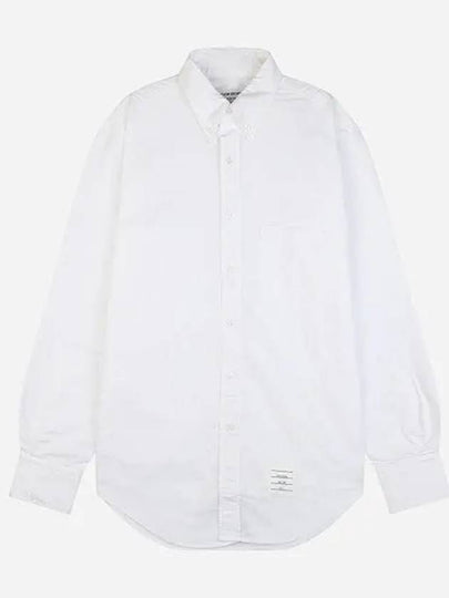 Men's Logo Patch Classic Cotton Long-Sleeve Shirt White - THOM BROWNE - BALAAN 2