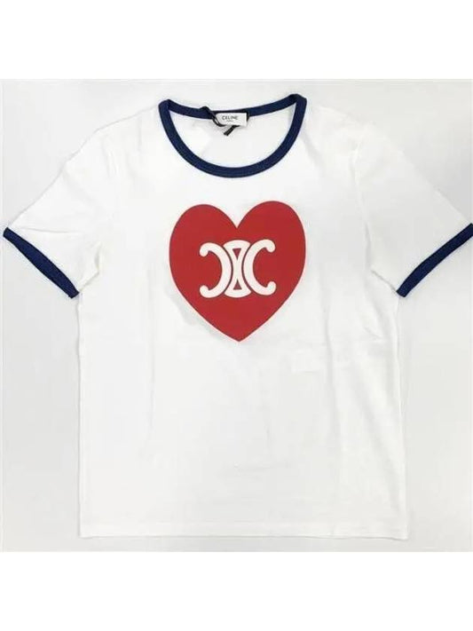 2X01L671Q Heart Triope Logo Short Sleeve 2X01L6 71Q0 1NZ 1031508 - CELINE - BALAAN 1