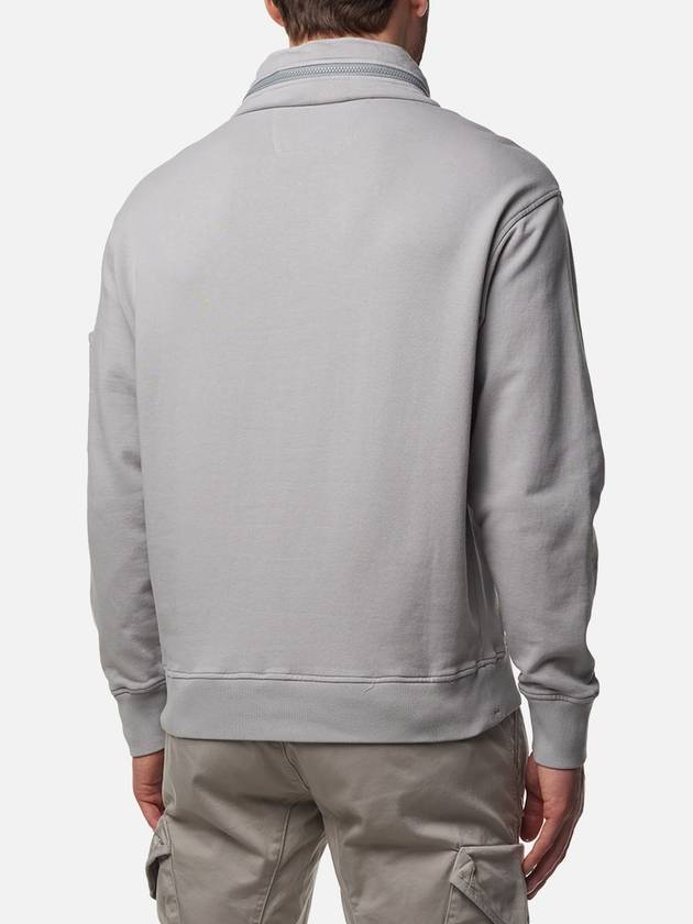 Cotton Fleece Zipped Sweatshirt Grey - CP COMPANY - BALAAN 6