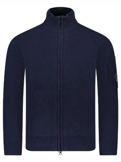 Lambswool GRS Zipped Cardigan Navy - CP COMPANY - BALAAN 2