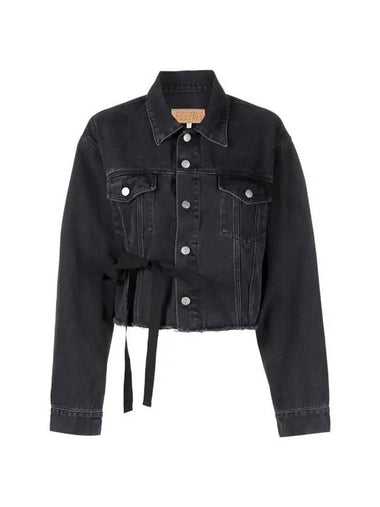 SS24 MM6 Margiela Frayed Hem Denim Jacket Black - MAISON MARGIELA - BALAAN 1