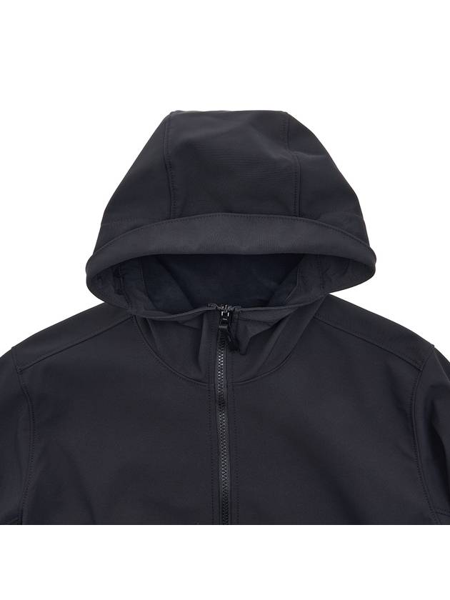 Men's Wappen Patch Softshell Zip Up Hoodie Black - STONE ISLAND - BALAAN 4