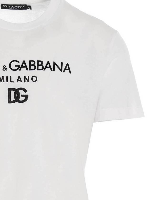 Men's Embroidered Logo Short Sleeve T-Shirt White - DOLCE&GABBANA - BALAAN 4