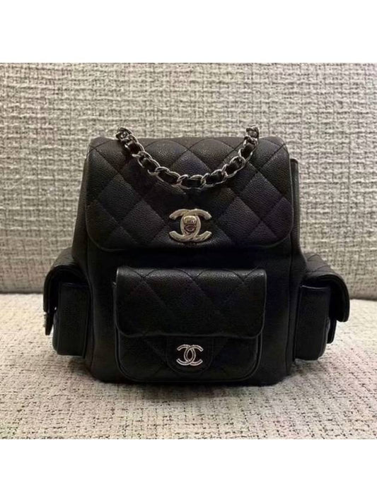 Duma Caviar Backpack Three Pocket Small Black Champagne Gold AS4399 - CHANEL - BALAAN 1