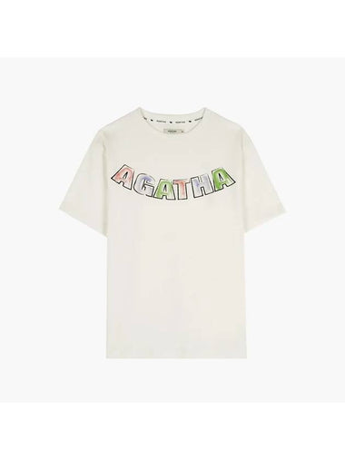 Unisex Color Logo Short Sleeve T-Shirt White - AGATHA APPAREL - BALAAN 1