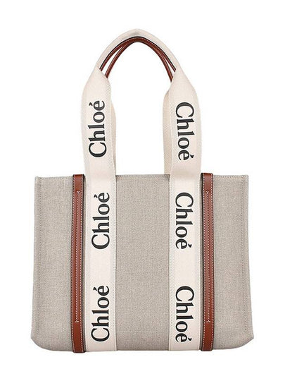 Woody Canvas Medium Tote Bag Brown - CHLOE - BALAAN 2