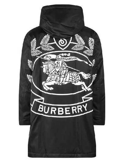 Men's Aderton Back Logo Applique Nylon Long Hooded Parka Black - BURBERRY - BALAAN 2