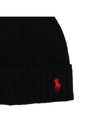 Pony Logo Embroidered Cable Beanie Black 449891274 001 - POLO RALPH LAUREN - BALAAN 4