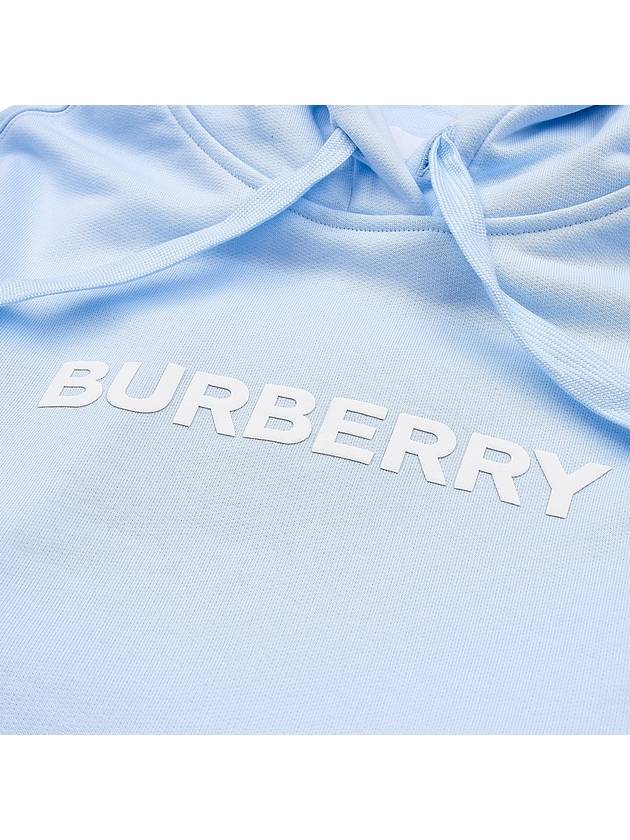 Logo Print Cotton Hoodie Light Blue - BURBERRY - BALAAN 5