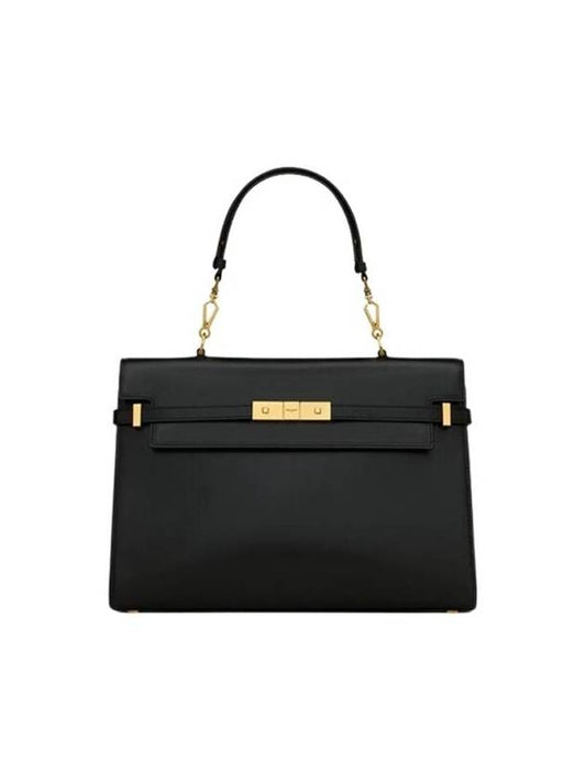 Manhattan Box Leather Tote Bag Black - SAINT LAURENT - BALAAN 1