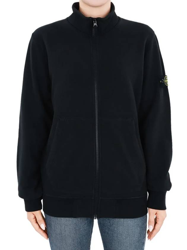 Kids Garment Dyed Cotton Fleece Zip-Up Jacket Black - STONE ISLAND - BALAAN 4