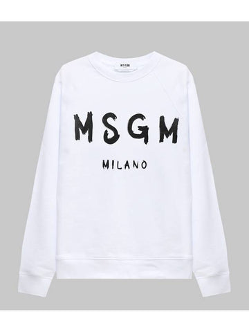 Brushed Logo Print Cotton Sweatshirt White - MSGM - BALAAN 1