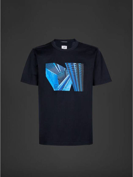 Metropolis Graphic Print Short Sleeve T-Shirt Black - CP COMPANY - BALAAN 2