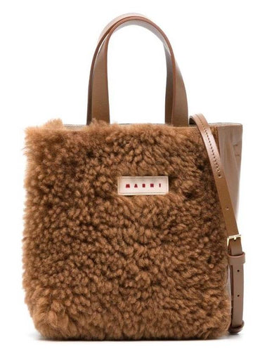 Shearling Museo Soft Mini Tote Bag Brown - MARNI - BALAAN 1