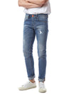 Men's Tag Accent Distressed Jeans Blue - TRAMAROSSA - BALAAN 1