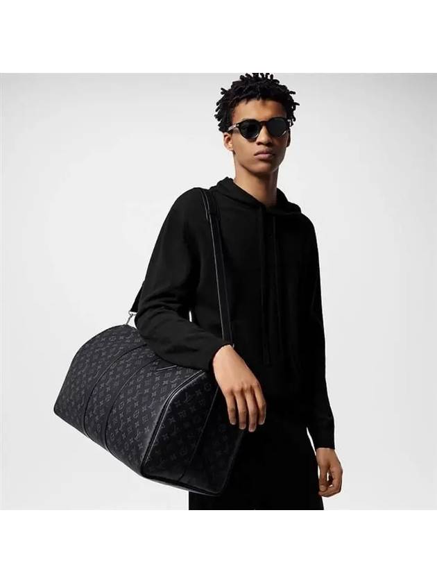 Keepall 55 Bandouliere Monogram Eclipse Duffel Bag Black - LOUIS VUITTON - BALAAN 7