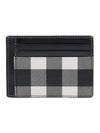 Checked Leather Money Clip Card Wallet Black - BURBERRY - BALAAN 1