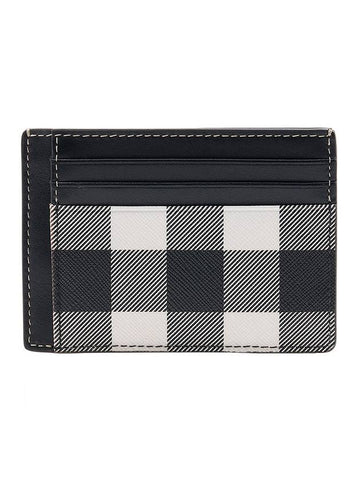 Checked Leather Money Clip Card Wallet Black - BURBERRY - BALAAN 1