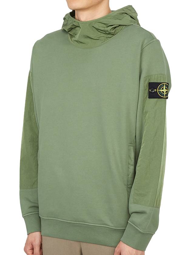 Garment Dyed Cotton Fleece Badge Hoodie Green - STONE ISLAND - BALAAN 3