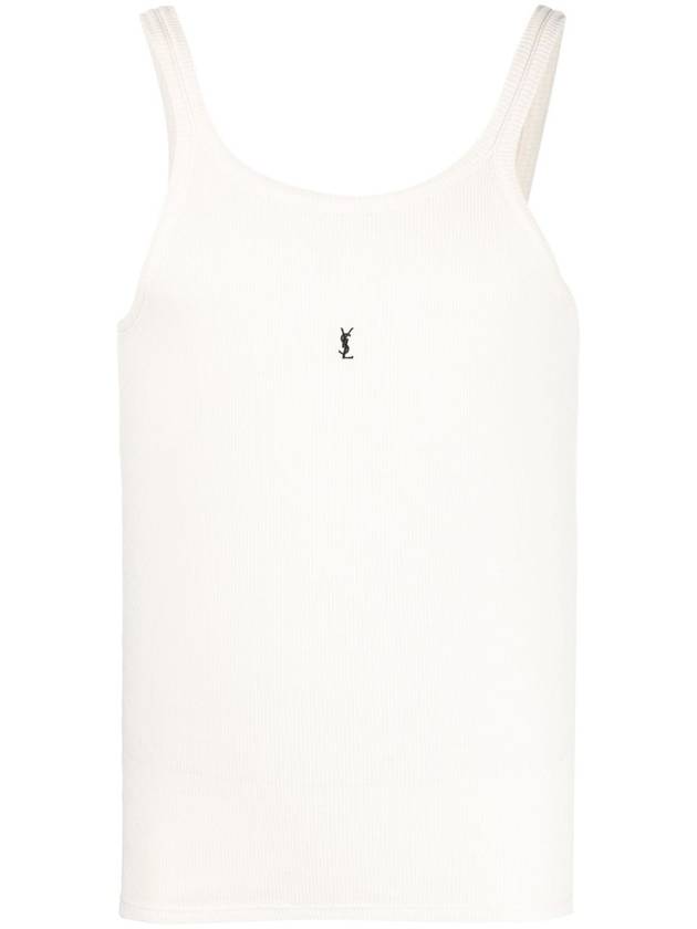 Embroidered Logo Sleeveless White - SAINT LAURENT - BALAAN 2