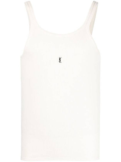 Embroidered Logo Sleeveless White - SAINT LAURENT - BALAAN 2