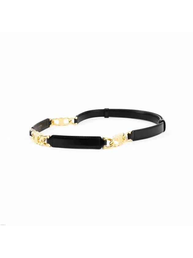 Small Gourmet Triomphe Leather Belt Black - CELINE - BALAAN 4