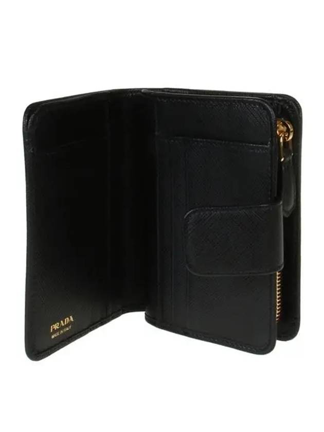 Small Saffiano Leather Half Wallet Black - PRADA - BALAAN 7