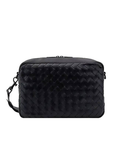 Intrecciato Camera Medium Cross Bag Mat Black - BOTTEGA VENETA - BALAAN 1