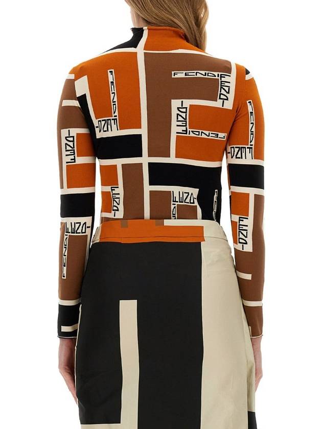 FF Puzzle Print High Neck Knit Top - FENDI - BALAAN 4