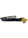 Medusa Braided Leather Bracelet Black Gold - VERSACE - BALAAN 5