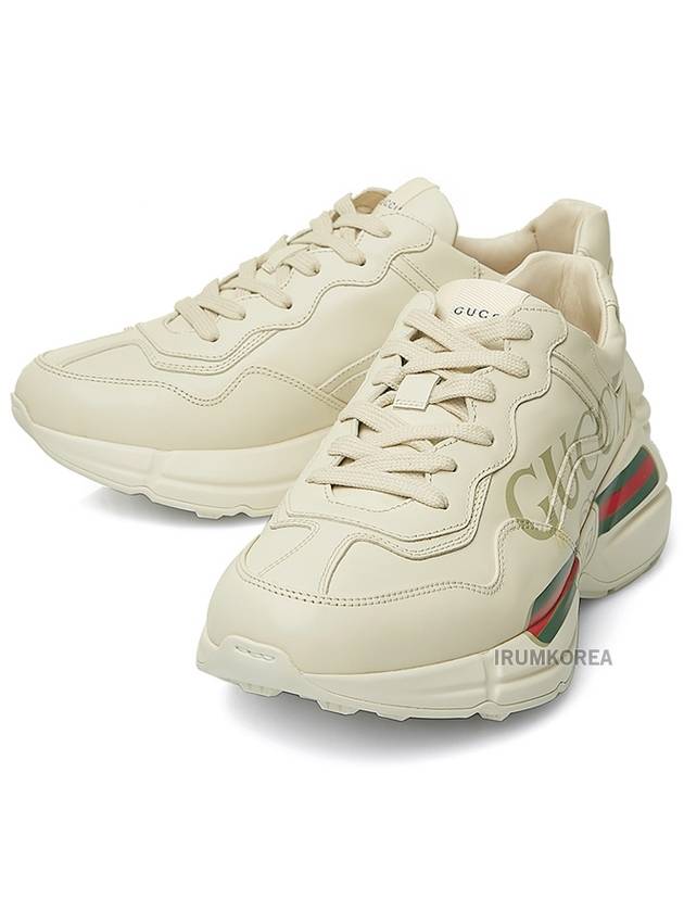 Rhyton Leather Sneakers Logo Ivory - GUCCI - BALAAN 2