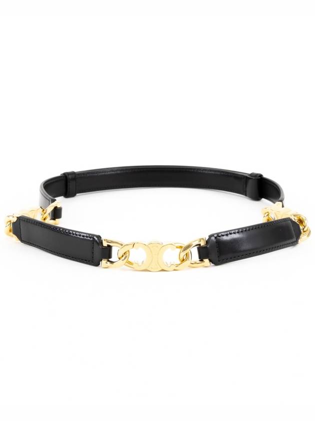 Small Gourmet Triomphe Leather Belt Black - CELINE - BALAAN 2