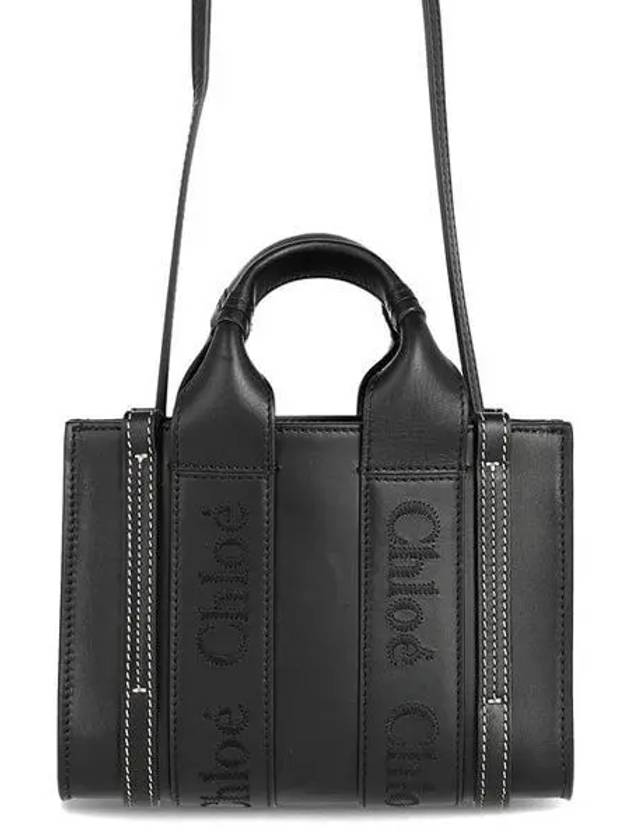 Woody Logo Calf Leather Mini Tote Bag Black - CHLOE - BALAAN 2