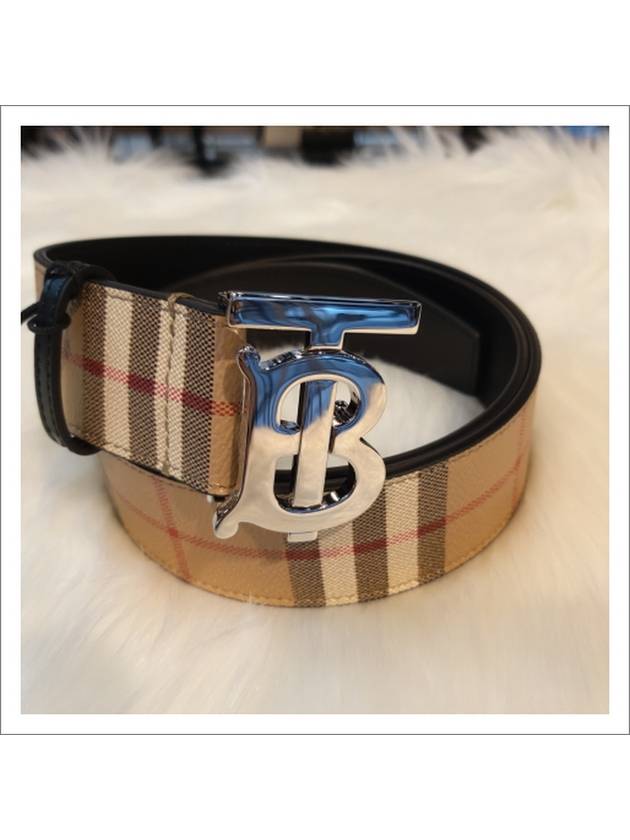 Check Reversible Wide TB Leather Belt Beige - BURBERRY - BALAAN 2