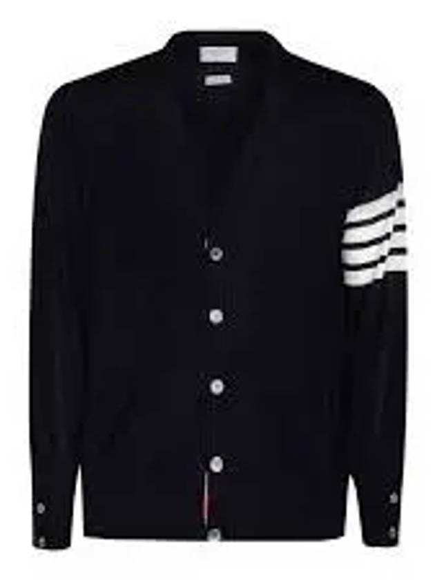 Men's Sustainable Classic Diagonal Wool Cardigan Black - THOM BROWNE - BALAAN 2