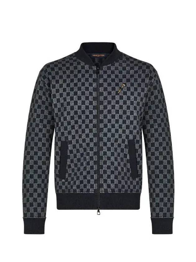 Damier Jacquard Zip-Through Bomber Jacket Grey - LOUIS VUITTON - BALAAN 1