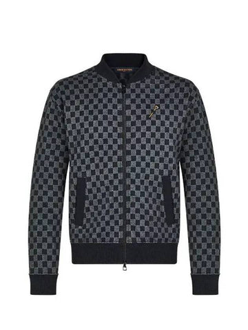 Damier Jacquard Zip-Through Bomber Jacket Grey - LOUIS VUITTON - BALAAN 1