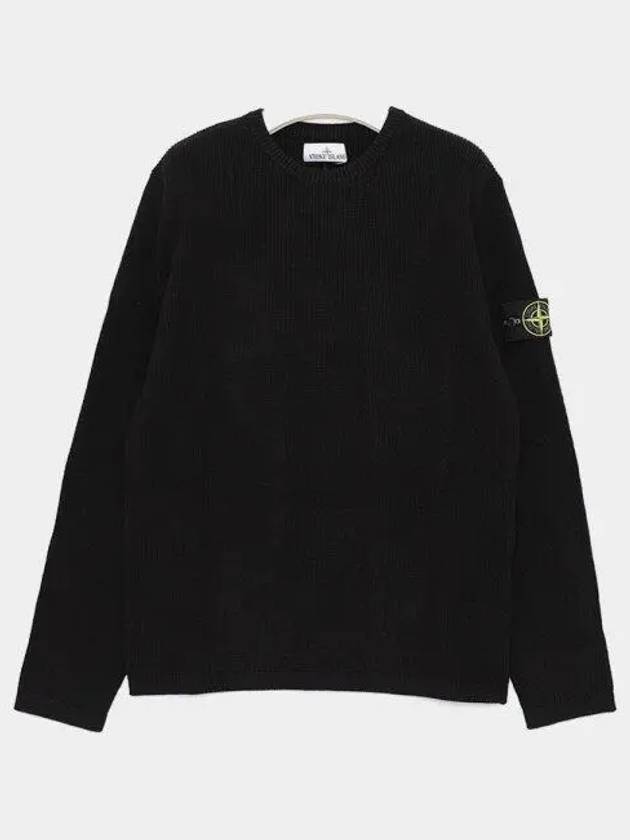 Wappen Patch Crew Neck Knit Top Black - STONE ISLAND - BALAAN 2