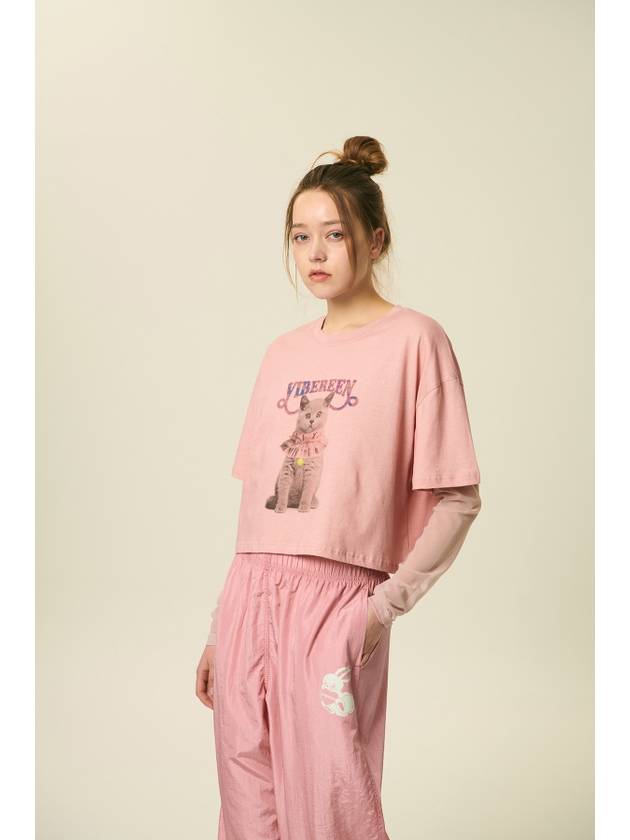 Bella Cat Mesh Layered Long Sleeve T Shirt Pink - VIBEREEN - BALAAN 3