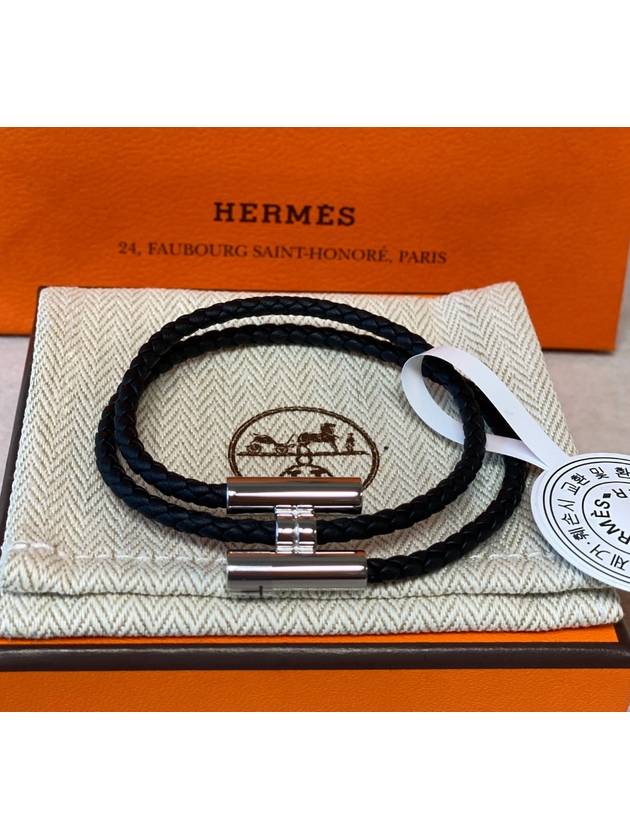 Tunis Tresse Palladium Bracelet Noir - HERMES - BALAAN 2