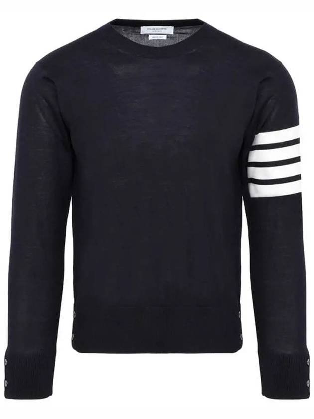 4 Bar Armband Classic Merino Wool Knit Top Navy - THOM BROWNE - BALAAN 3