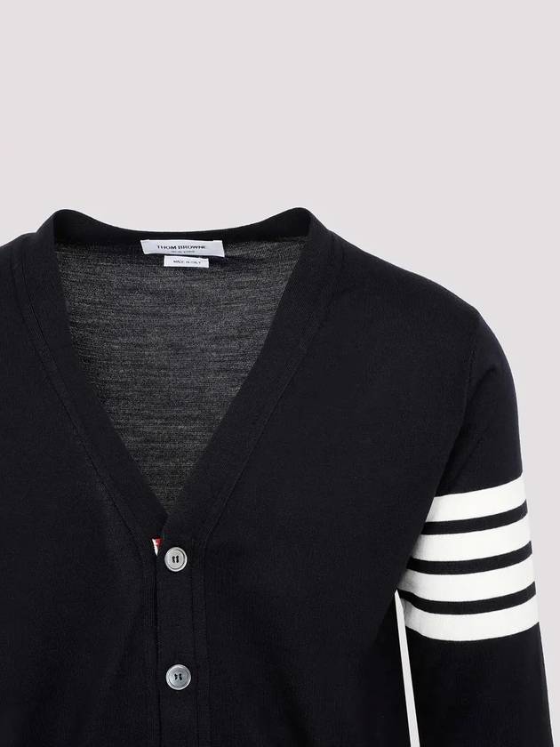 Men's Sustainable Classic Diagonal Wool Cardigan Navy - THOM BROWNE - BALAAN 5