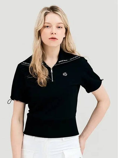 Golf women s big collar half zip up t shirt black - HENRY STUART - BALAAN 1