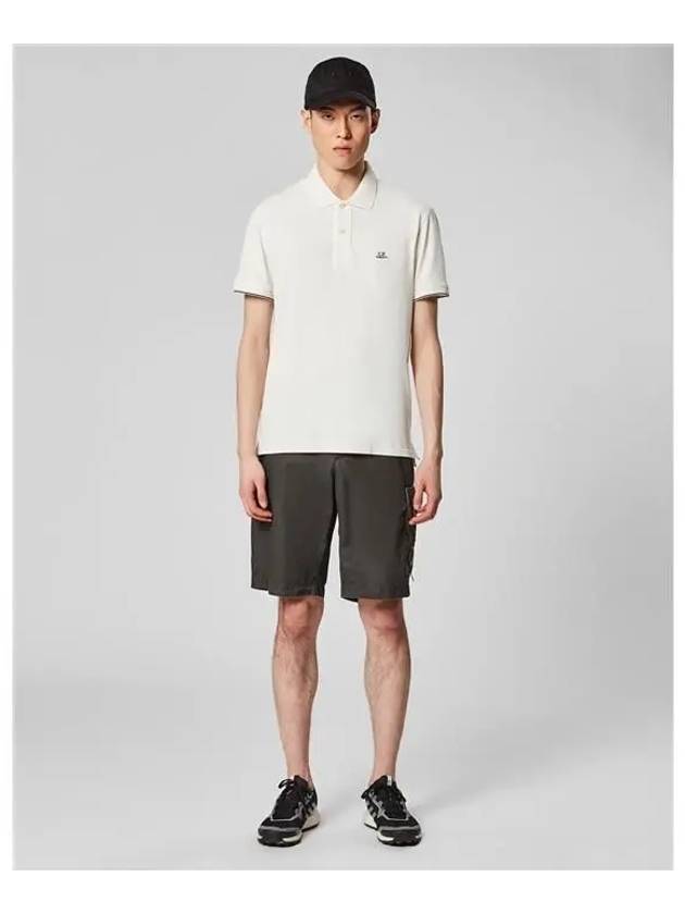 Garment Dyed Logo Polo Short Sleeve Tee White - CP COMPANY - BALAAN 3