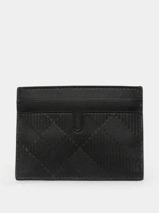 Checked Leather Card Wallet Black - BURBERRY - BALAAN 2